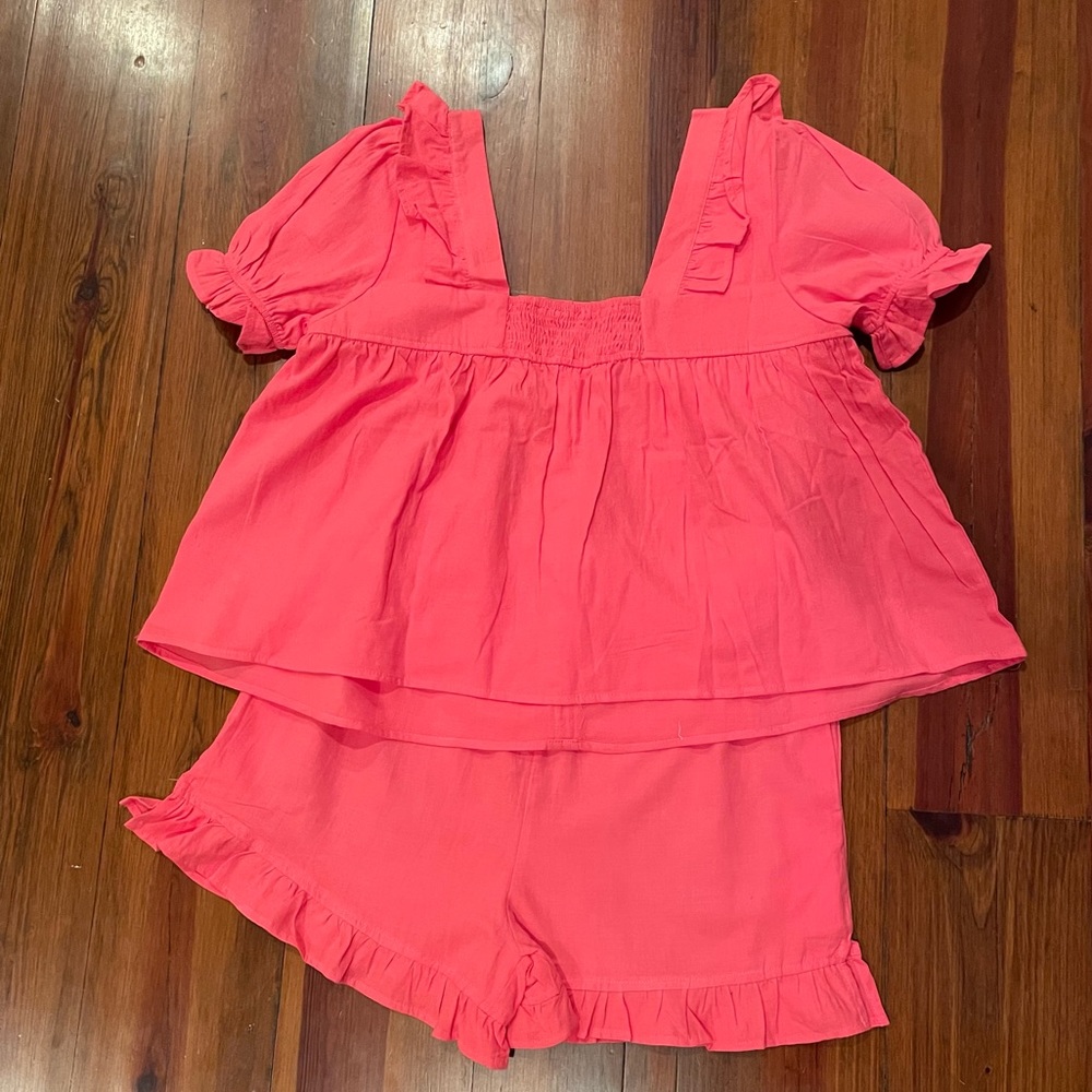 Coral Ruffle Short Set - Picture 3 of 5
